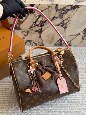 Iconic Luxury Pristine Monogram Speedy 30 with Pink Accents